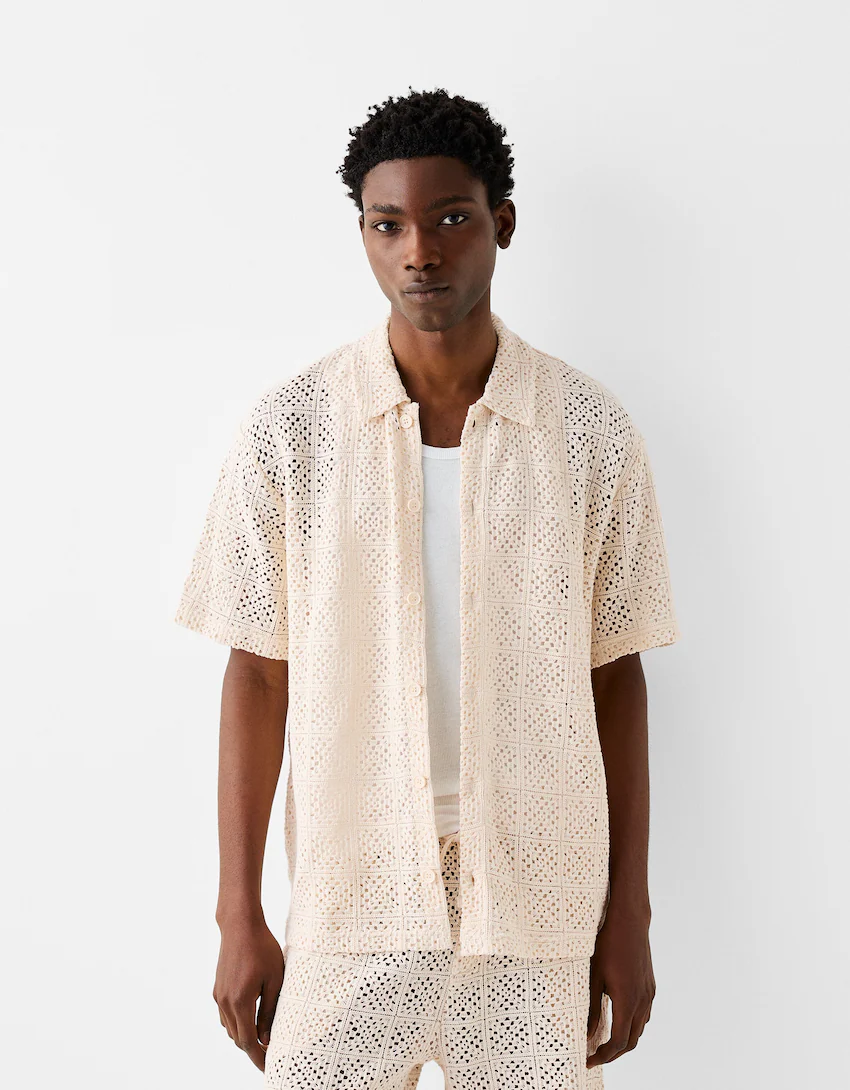 Camisa estructura crochet - Camisas - Hombre