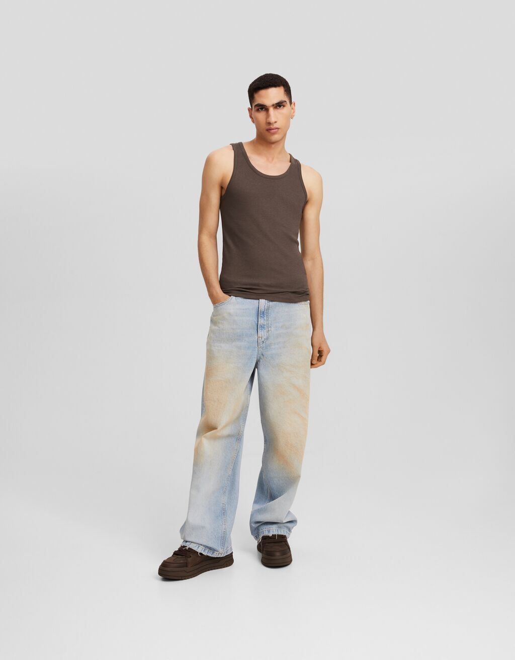 Top bretelles bord-côte-Marron-0