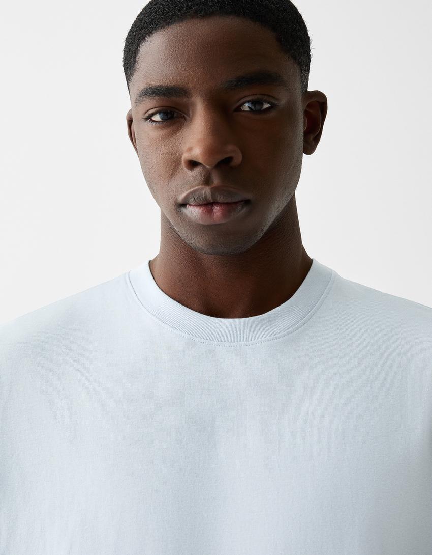 T-shirt de manga curta oversize-Azul claro-2