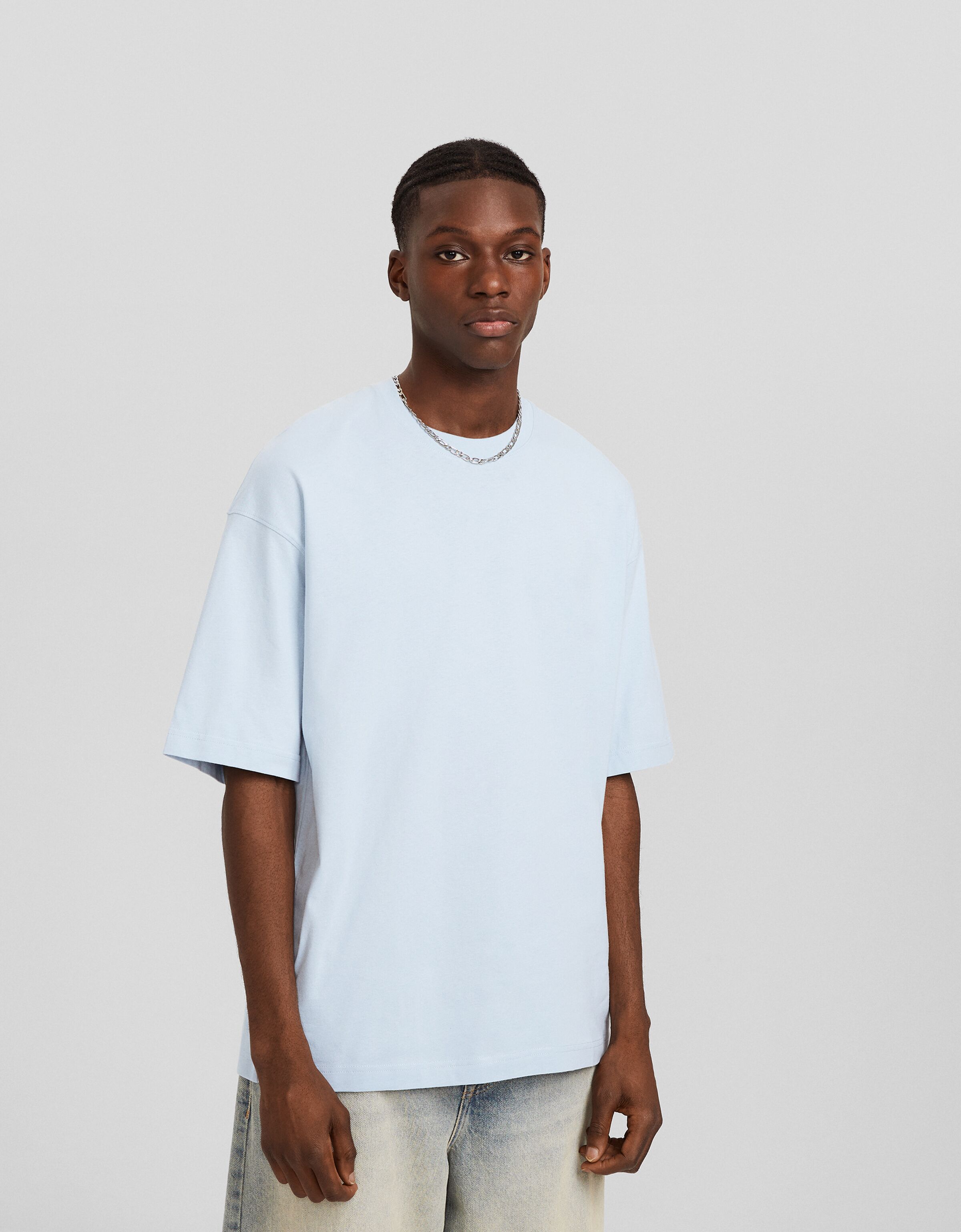 Oversized white v outlet neck t shirt