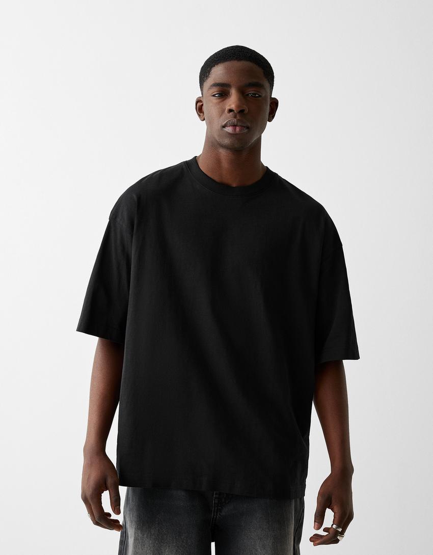 Oversized short sleeve T-shirt-Black-0