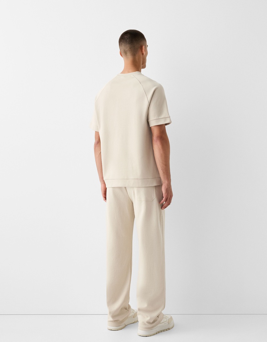 Interlock boxy fit short sleeve T-shirt-Beige-1