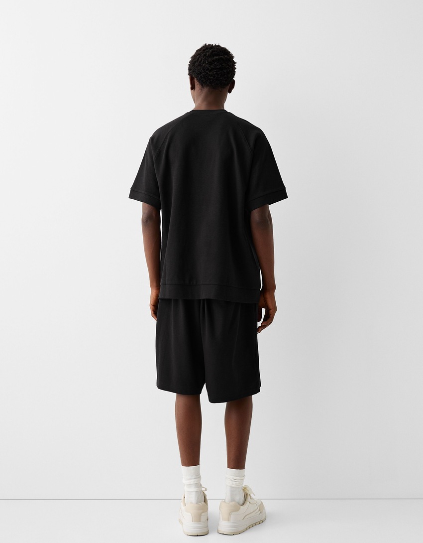 Interlock boxy fit short sleeve T-shirt-Black-1