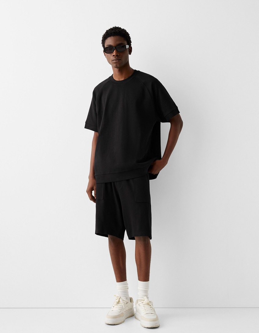 Interlock boxy fit short sleeve T-shirt-Black-3
