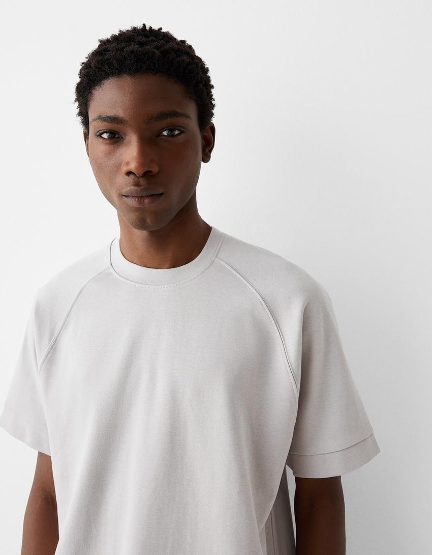 Interlock boxy fit short sleeve T-shirt-Grey-2