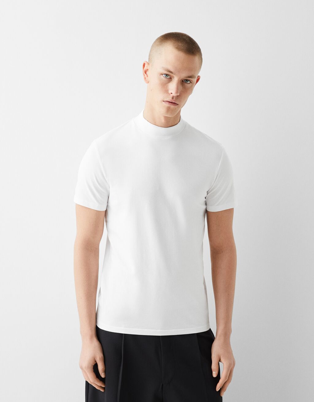 Camiseta manga corta cuello subido-Blanco-0
