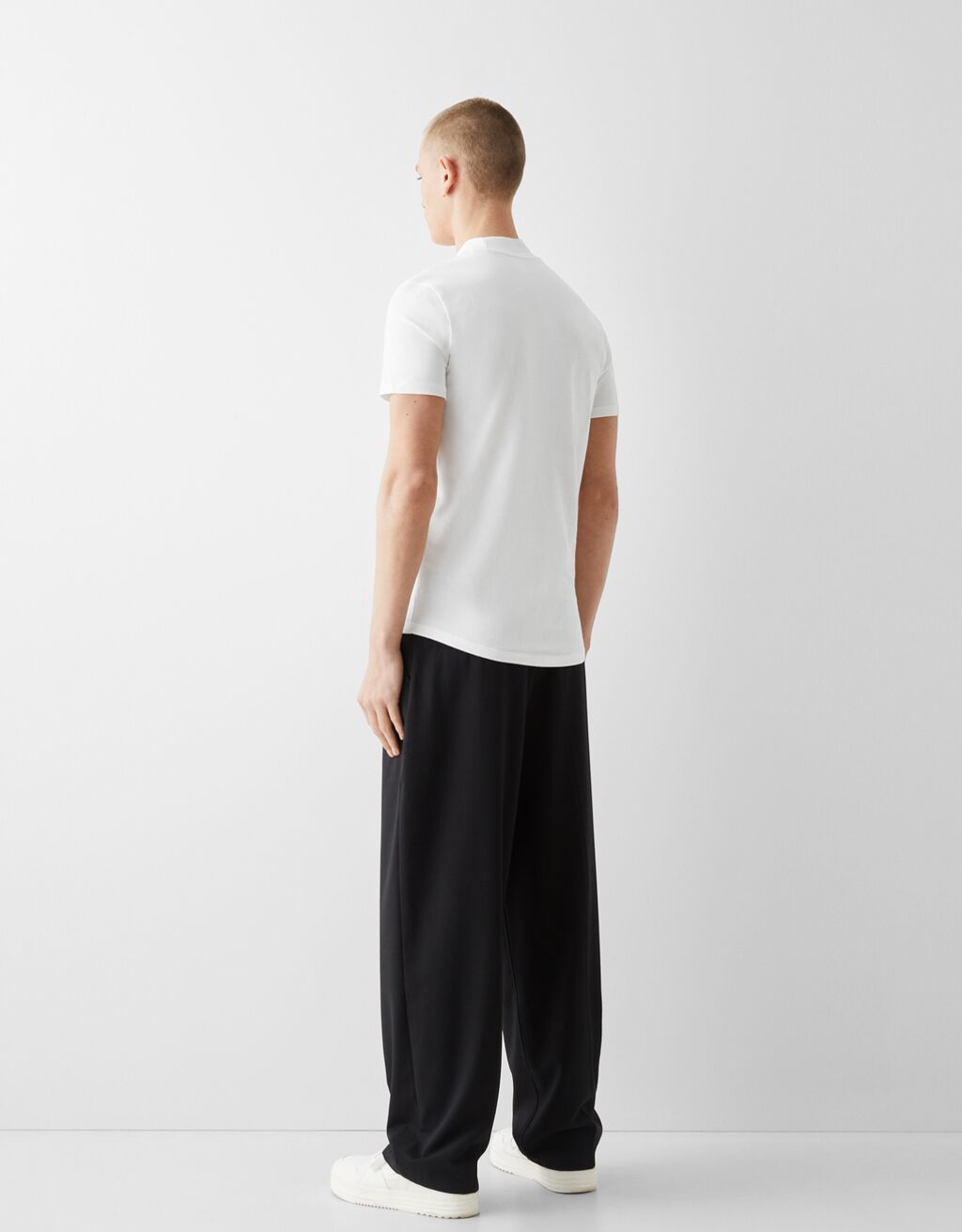 Camiseta manga corta cuello subido-Blanco-1