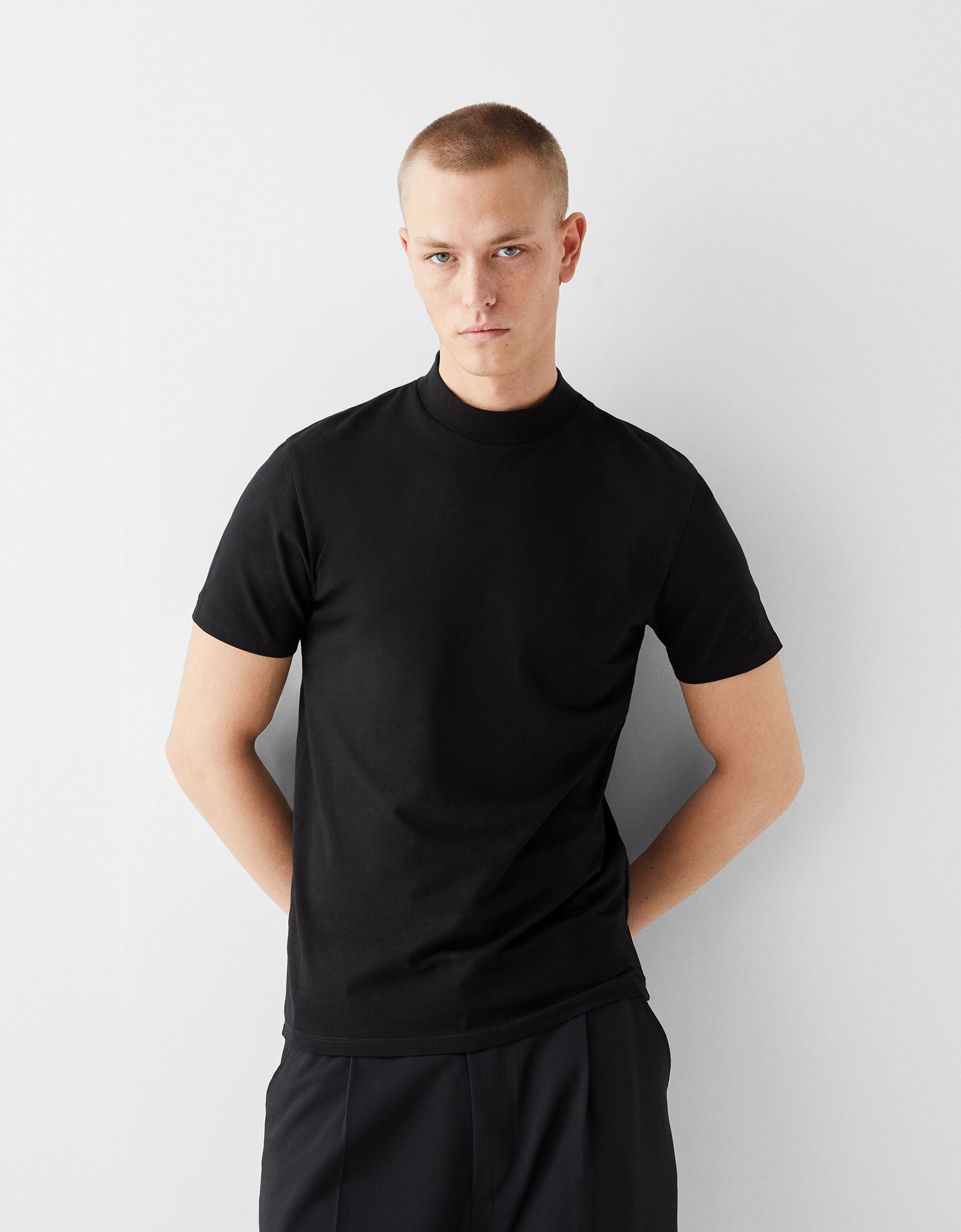 Mock neck shop t shirt mens