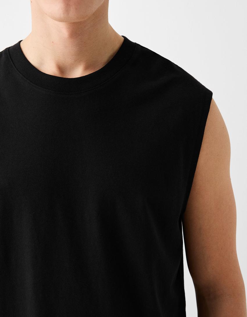 T-shirt sem mangas estampado worker-Preto-5