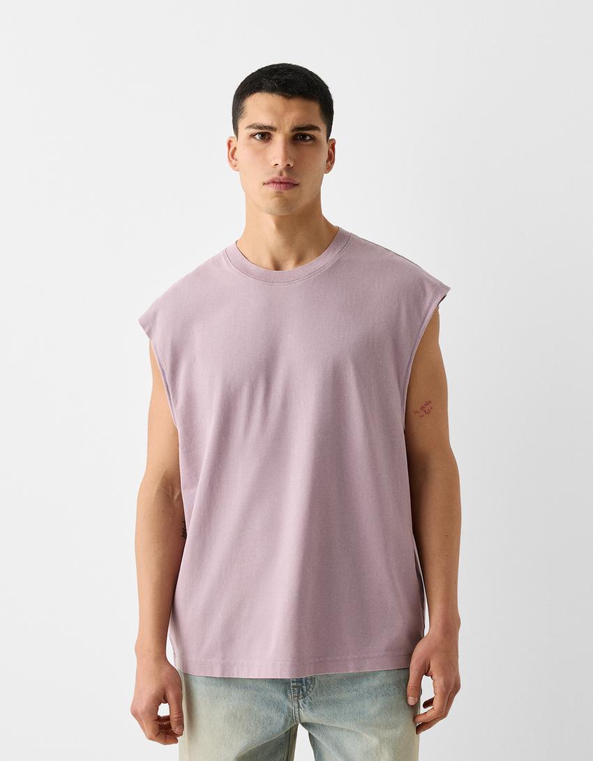 T-shirt sem mangas oversize-Roxo-0