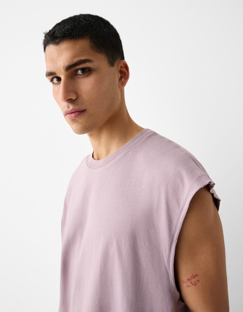 T-shirt sem mangas oversize-Roxo-2