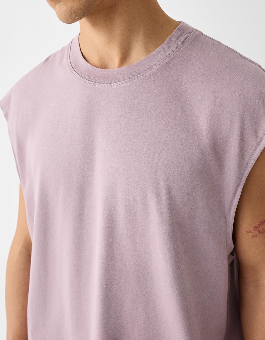 T-shirt sem mangas oversize-Roxo-5
