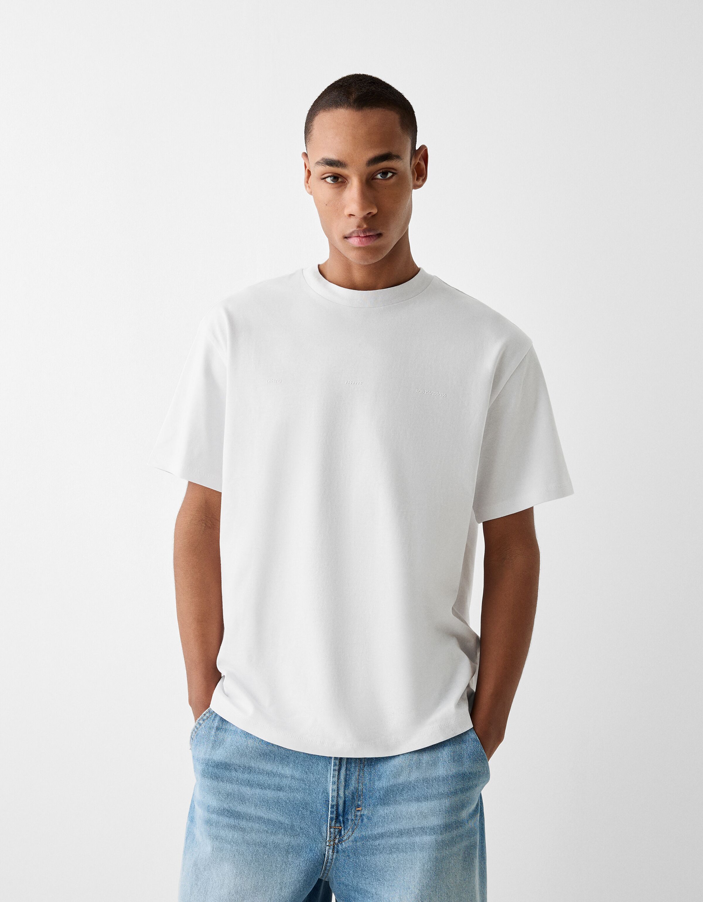 Camiseta manga corta boxy fit print Camisetas Hombre Bershka