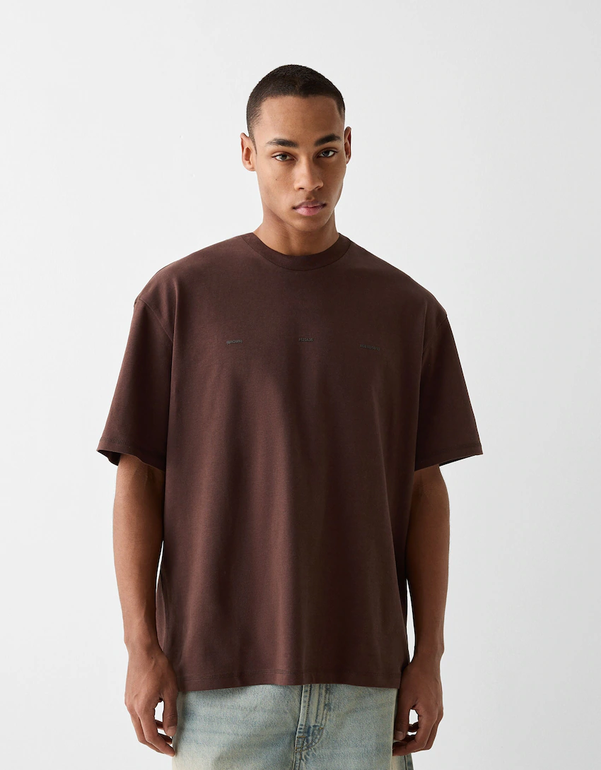 Printed boxy fit short sleeve T-shirt - T-shirts - Men | Bershka