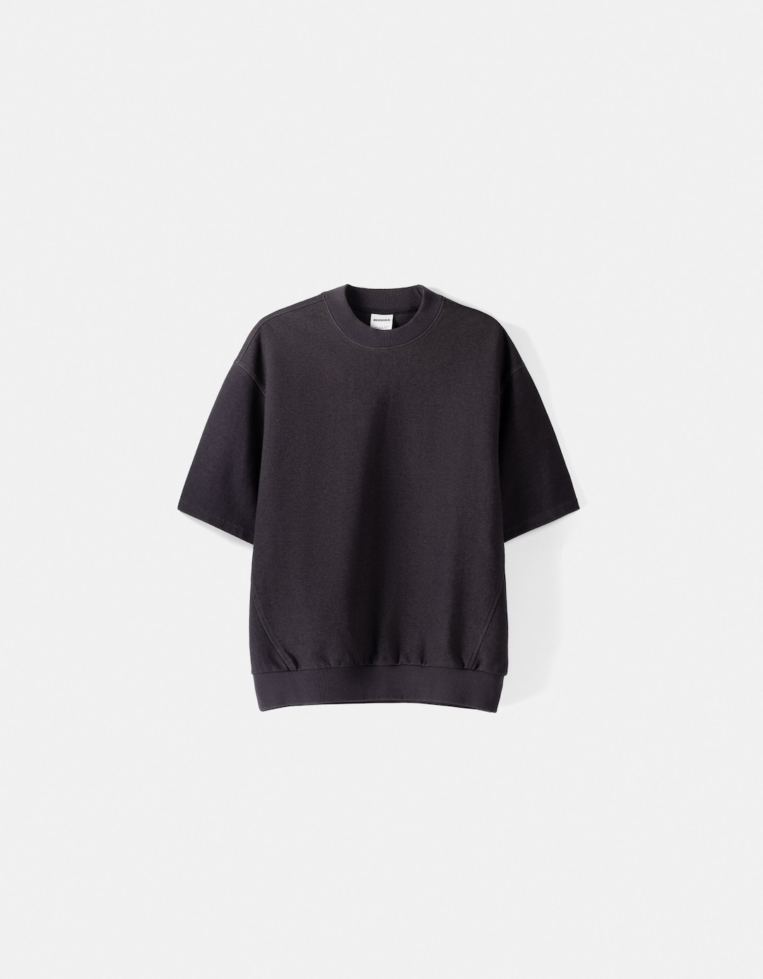 Plüsch-T-Shirt aus Interlock im Washed-Look mit kurzen Ärmeln und Patentmuster