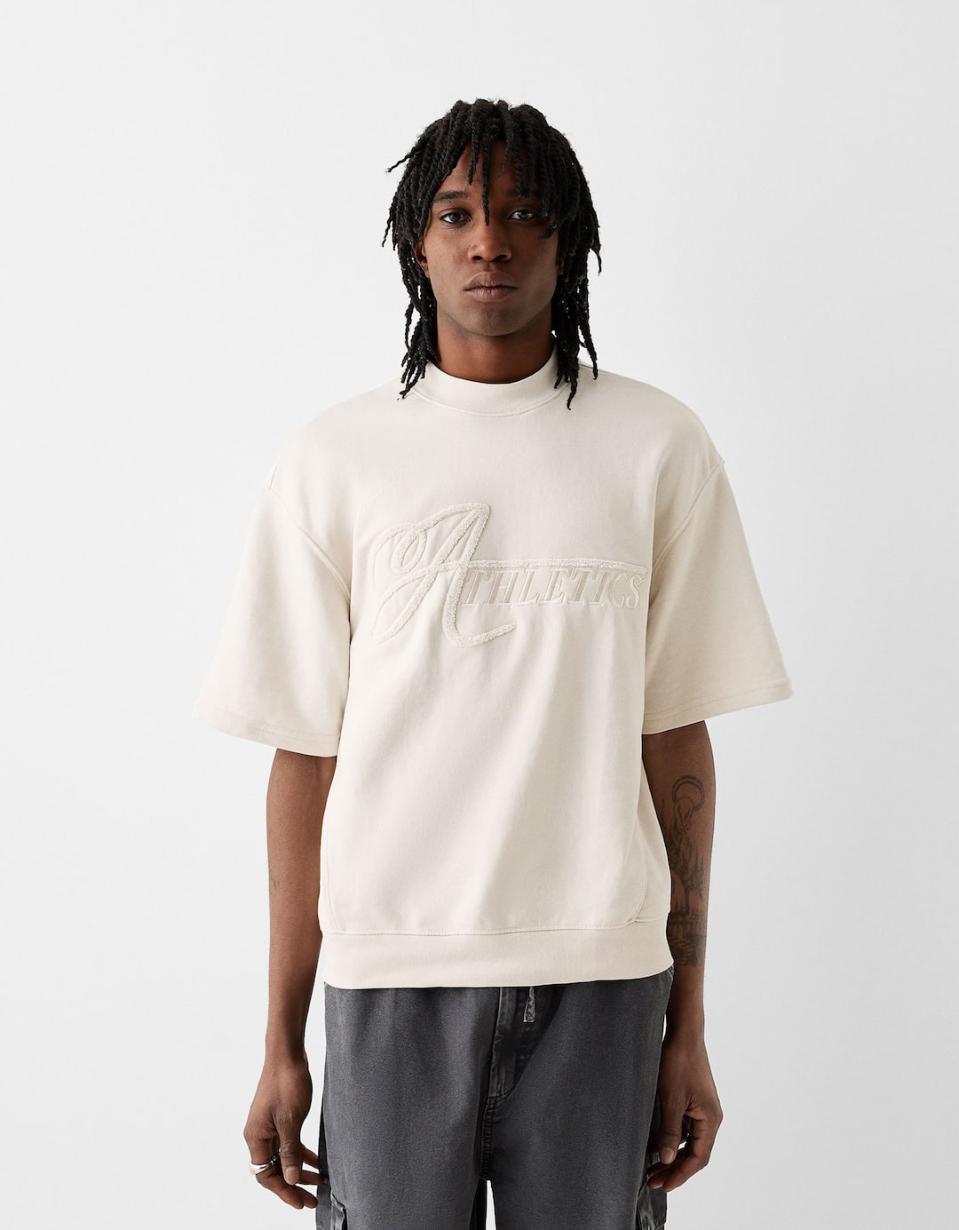 T-shirt de manga curta de felpa com estampado