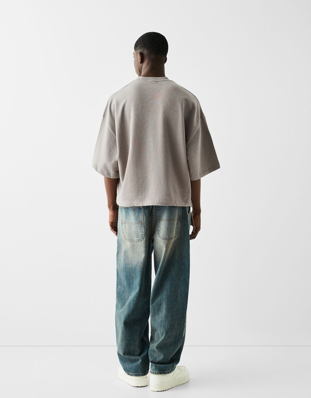 T-shirt manga curta cropped felpa-Cinza-1