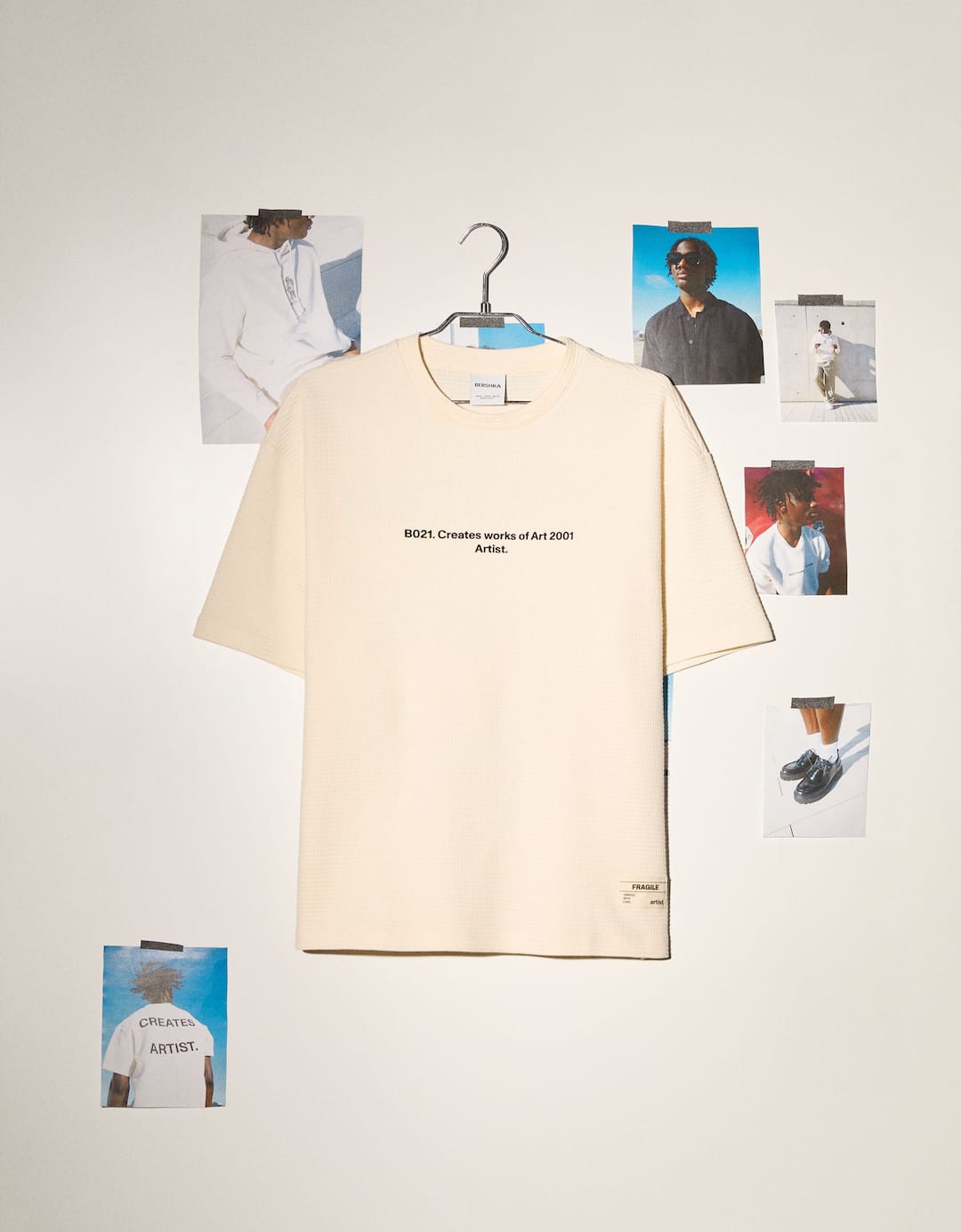 T-shirt manches courtes boxy fit gaufré imprimé
