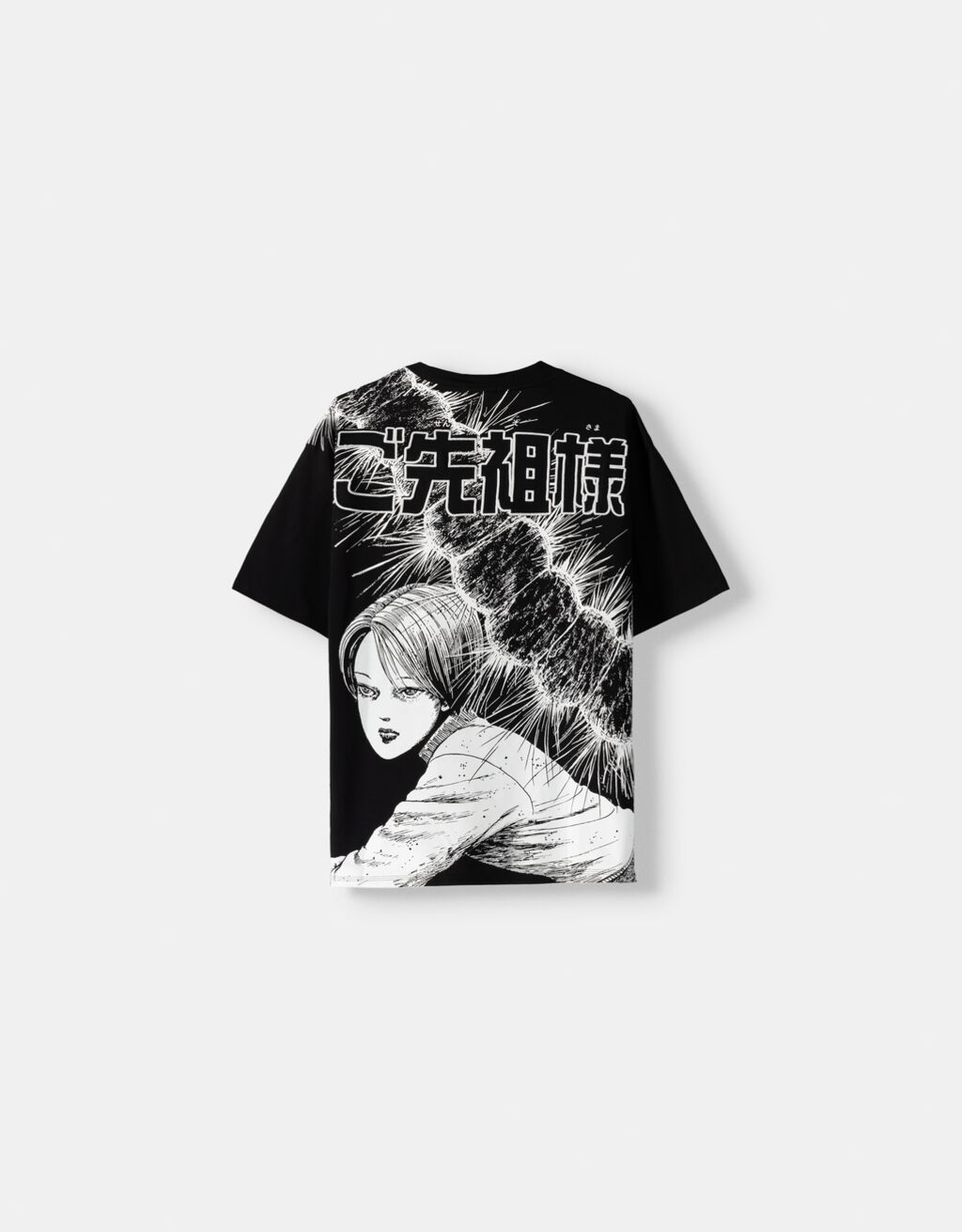 T-shirt Juni Ito Collection de manga curta boxy bordado-Preto-6