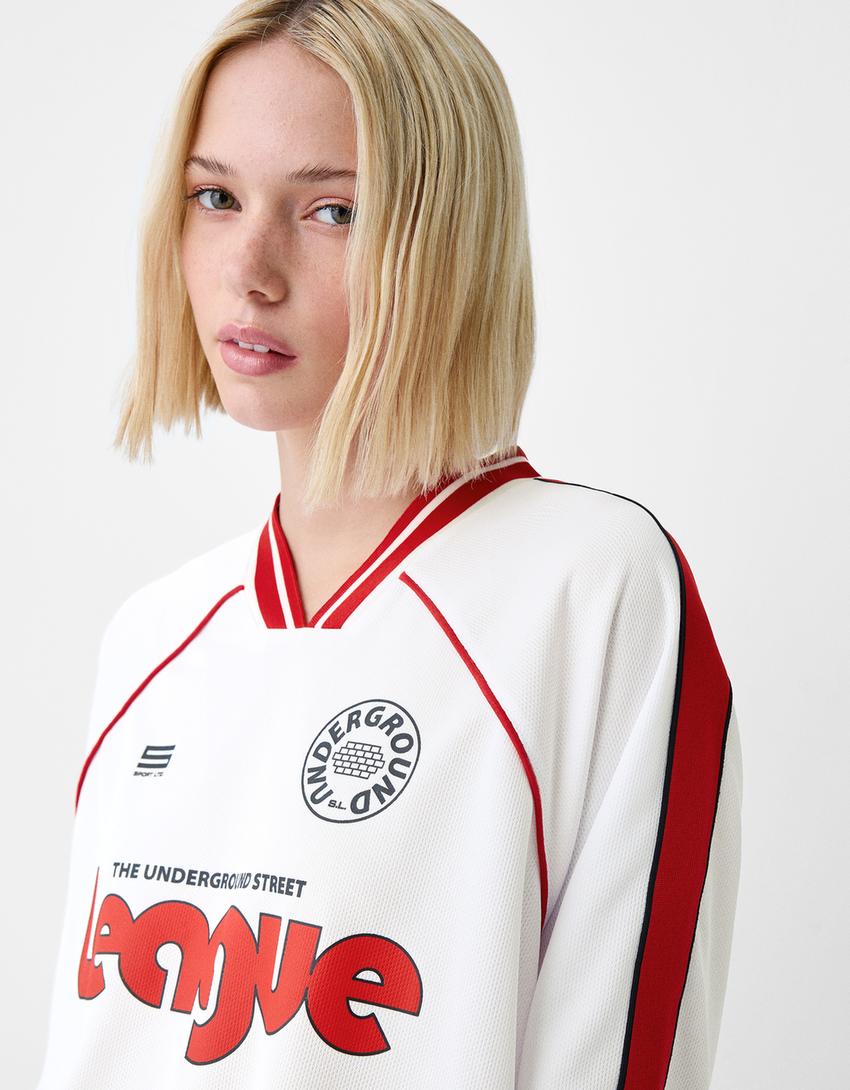 T-shirt de manga curta boxy mesh desportiva-Branco-2