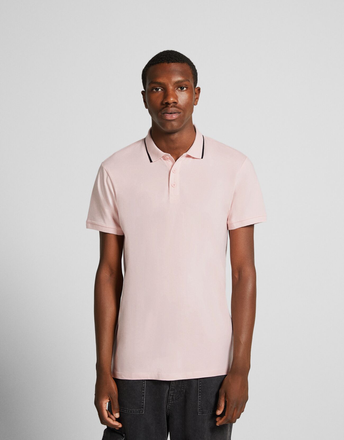 Striped short sleeve polo shirt