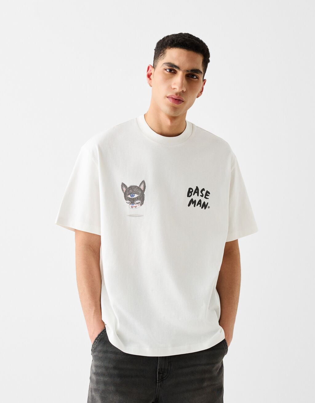 T-Shirt Gary Baseman manga curta boxy estampado-Branco-0