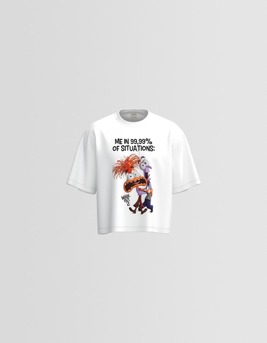 Inside Out 2 cropped short sleeve T-shirt-White-5