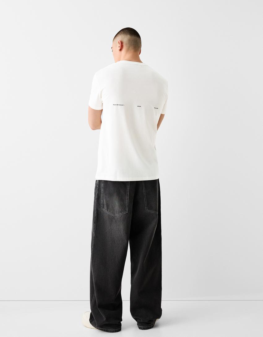 T-shirt manga curta boxy estampado-Gelo-1