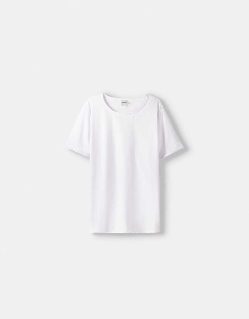 טי שירט Slim fit עם שרוול קצר-לבן-4