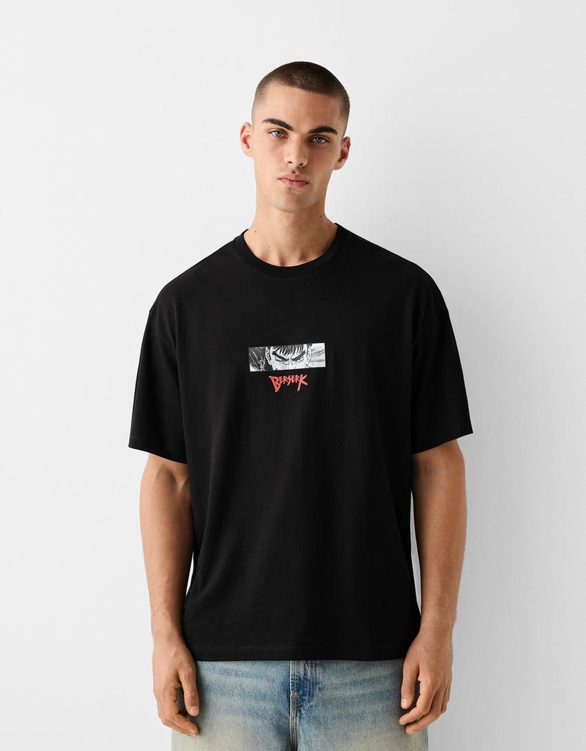 Berserk print short sleeve boxy fit T-shirt-Black-0