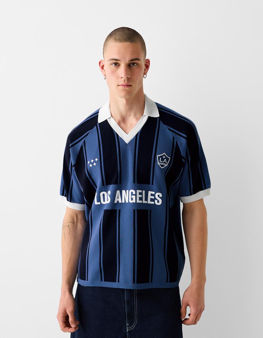 T-shirt polo LA Galaxy rayures-Bleu-0