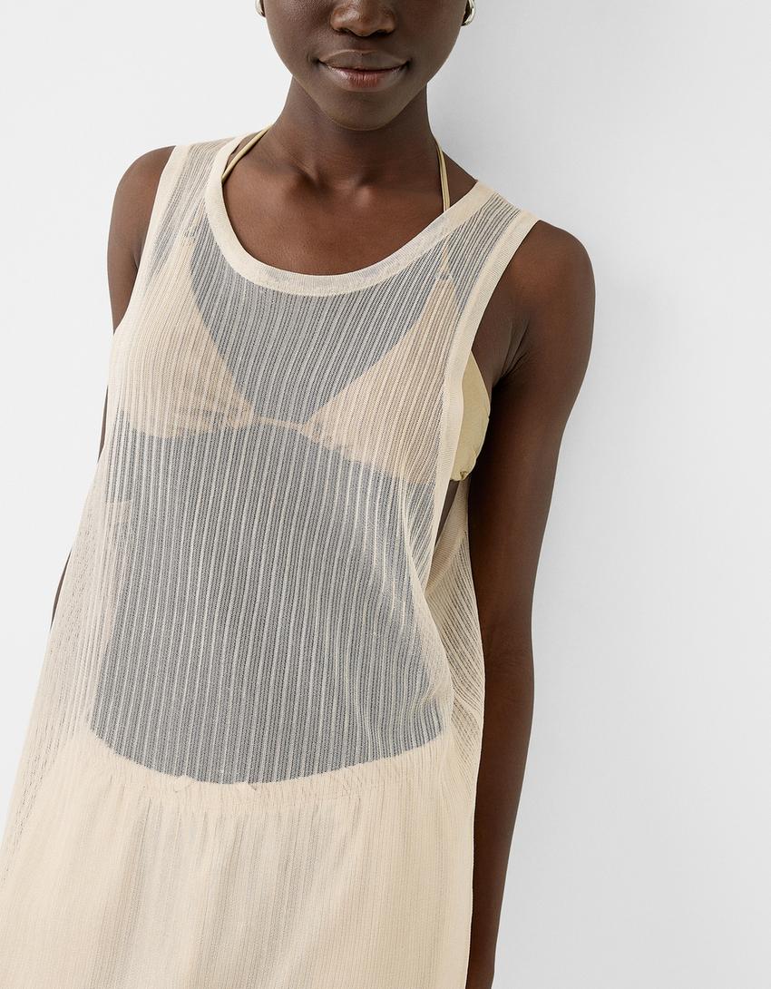 Top sans manches ajouré-Sable-6