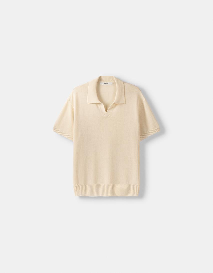 Polo manches courtes texture-Sable-4