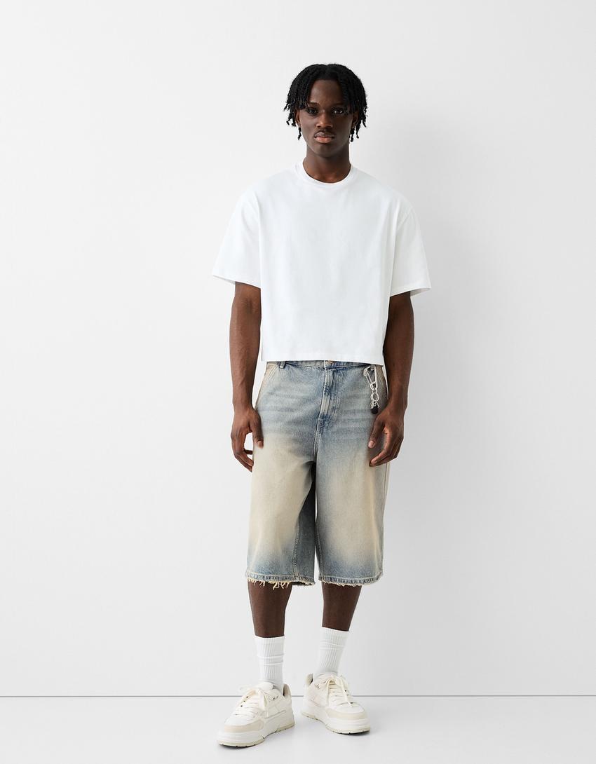 Denim skater Bermuda shorts Men Bershka
