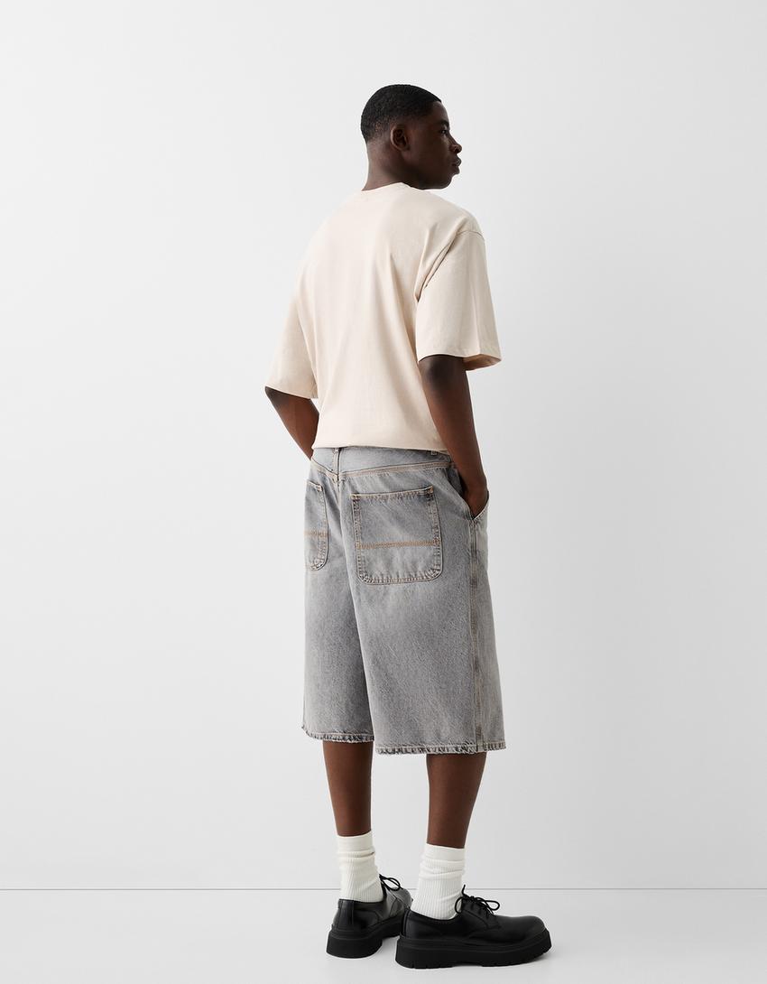 Denim skater Bermuda shorts-Grey-2