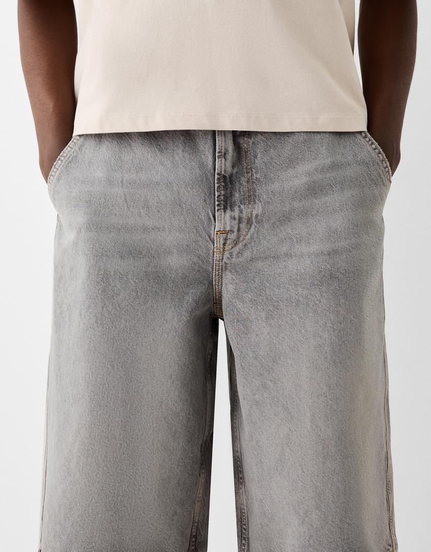 Denim skater Bermuda shorts-Grey-3