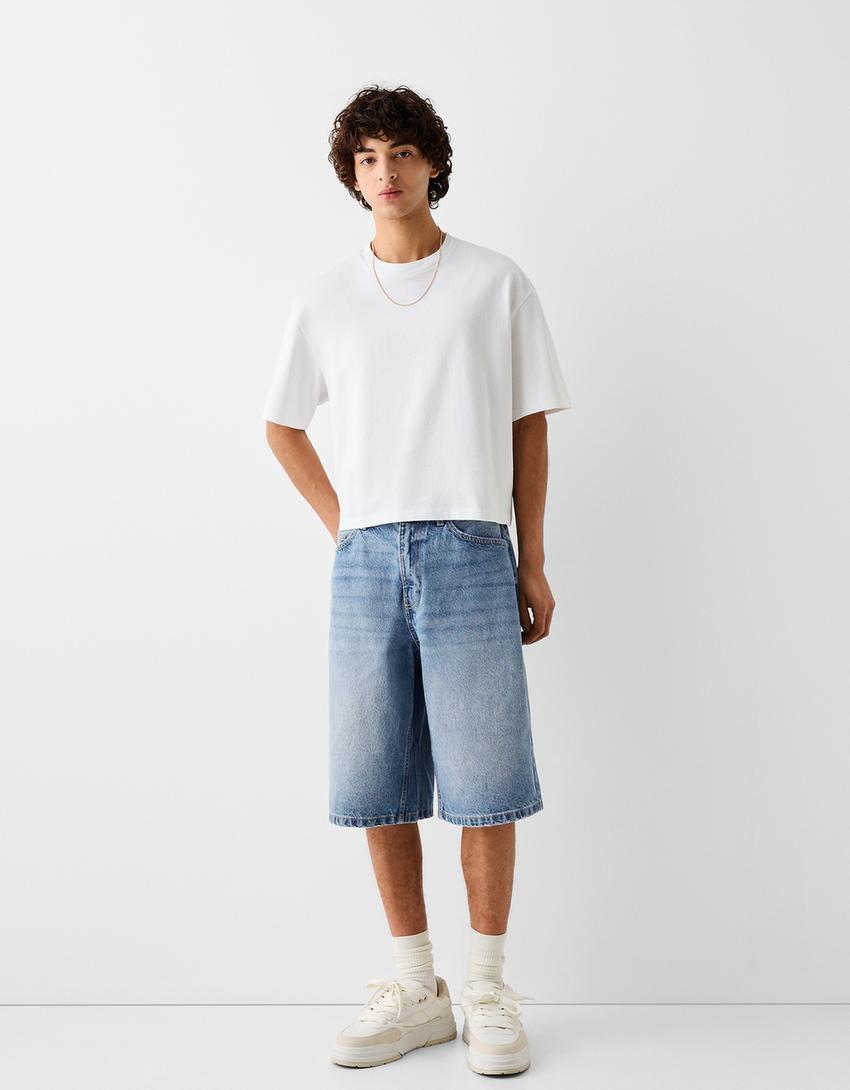 Baggy denim Bermuda shorts - Shorts - Men | Bershka