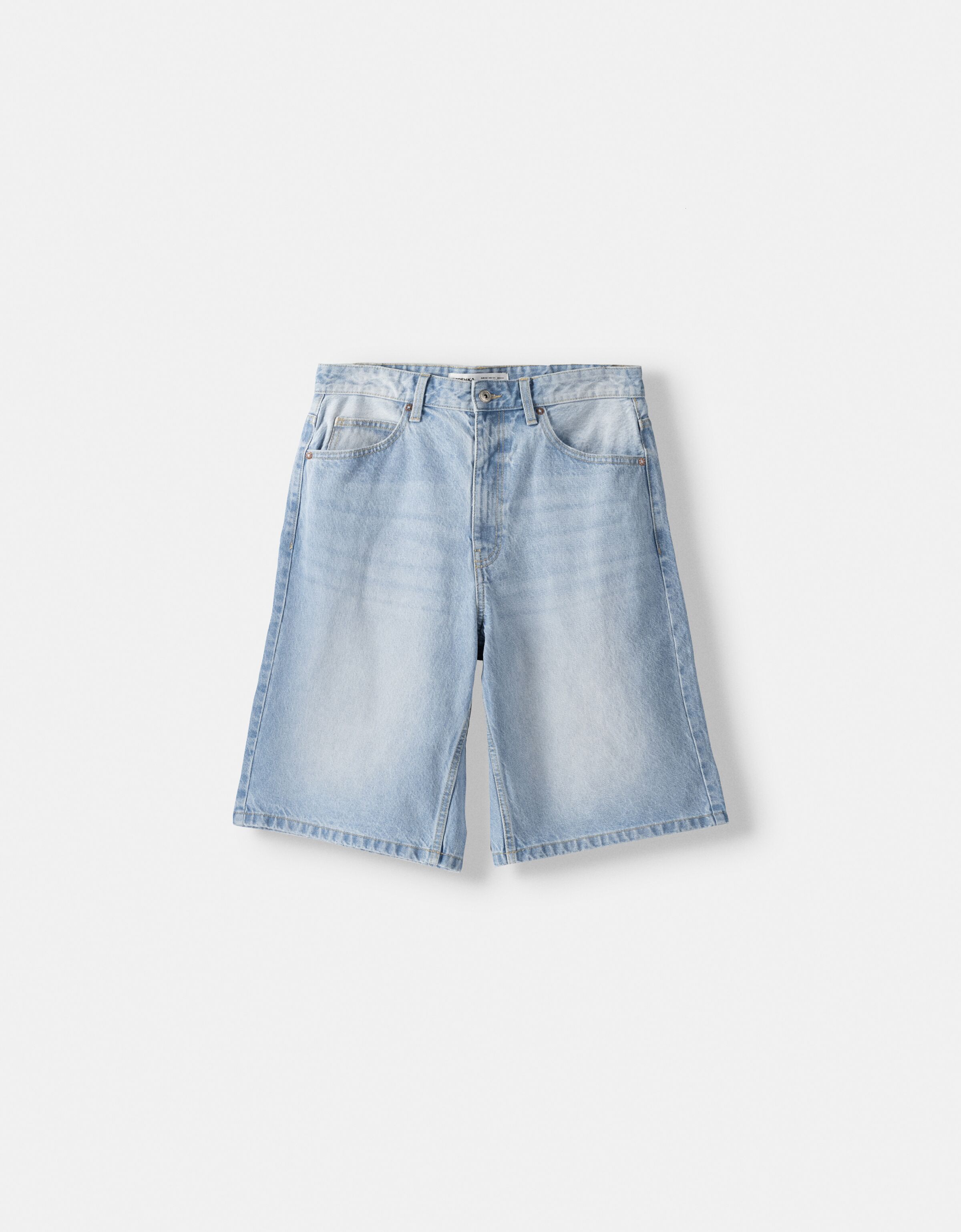 Bol denim bermuda ort ort Erkek Bershka