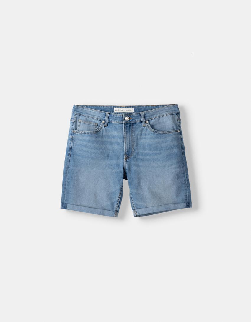 Bermuda denim retroussé-Bleu lavé-4