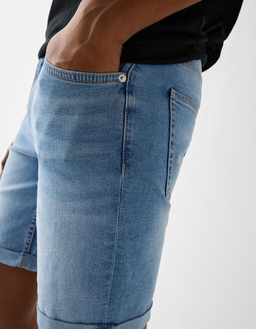 Bermuda denim retroussé-Bleu lavé-5