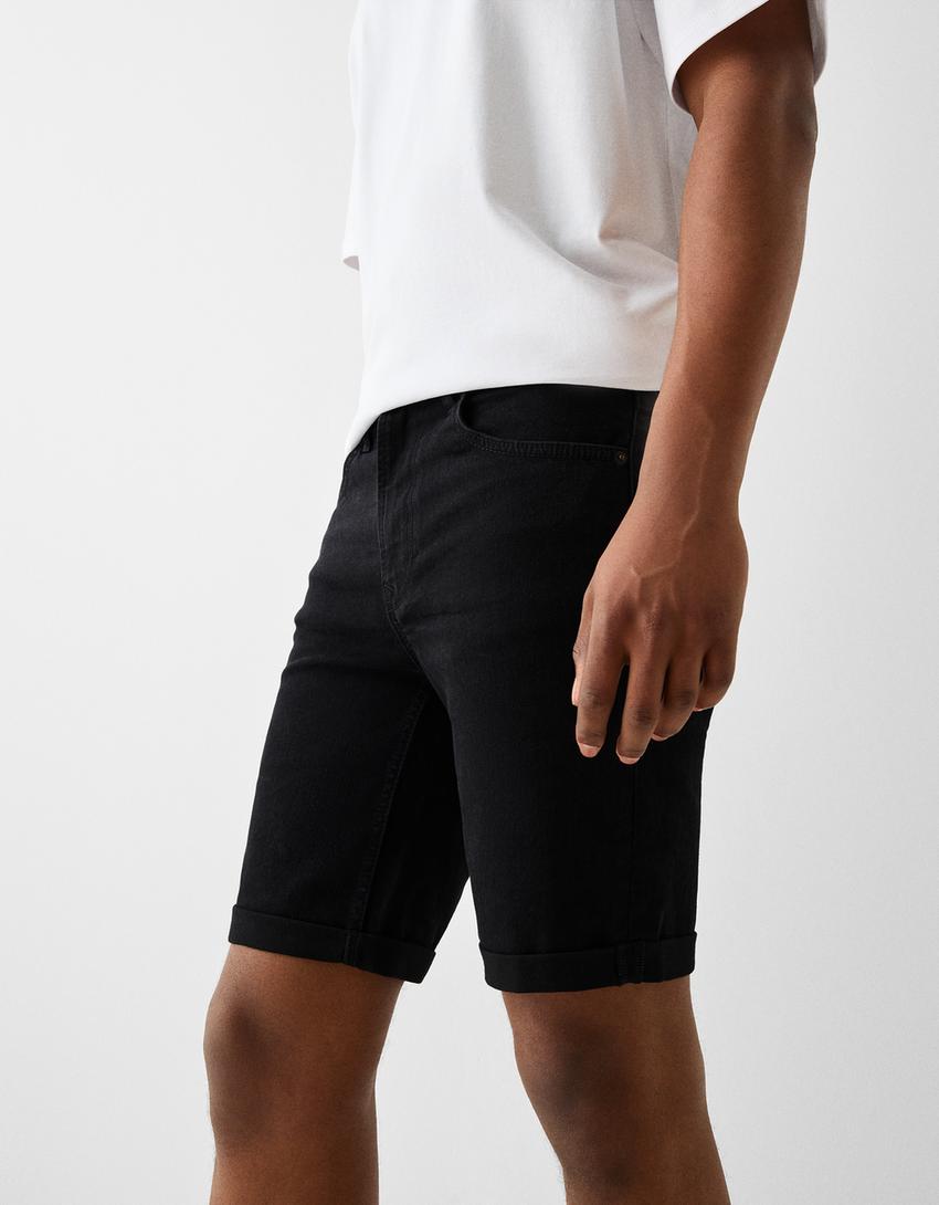 Bermuda denim retroussé-Noir-3