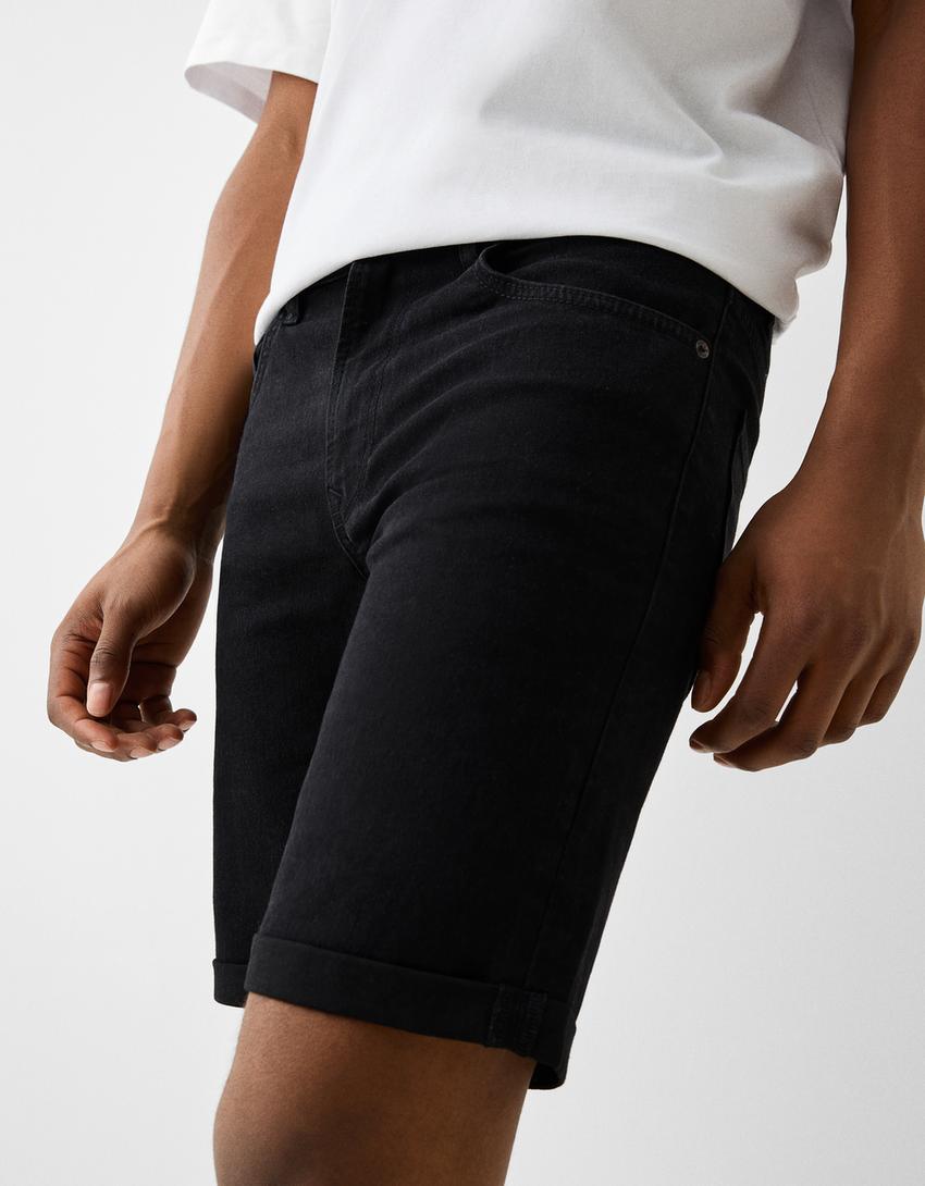 Bermuda denim retroussé-Noir-5
