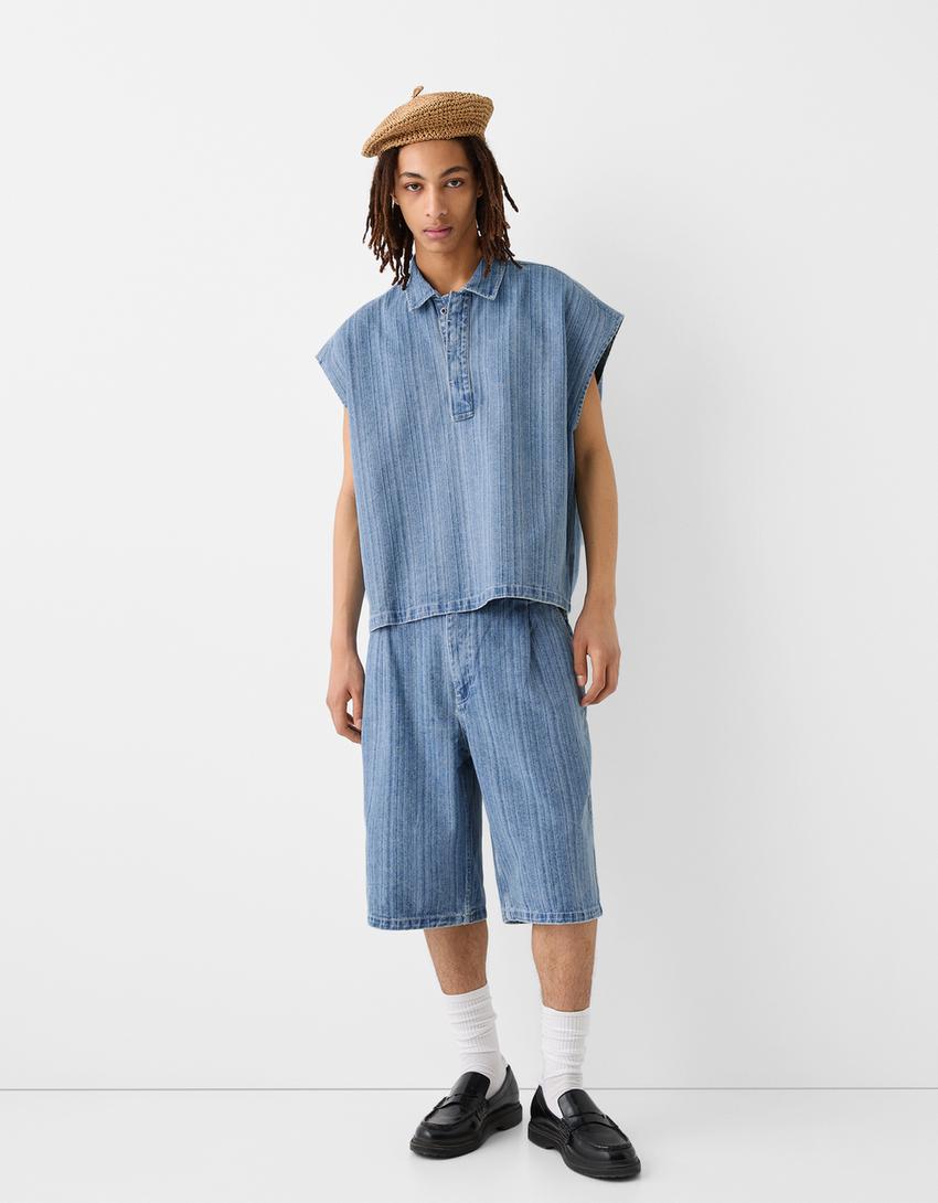 Bermuda denim skater-Bleu lavé-4