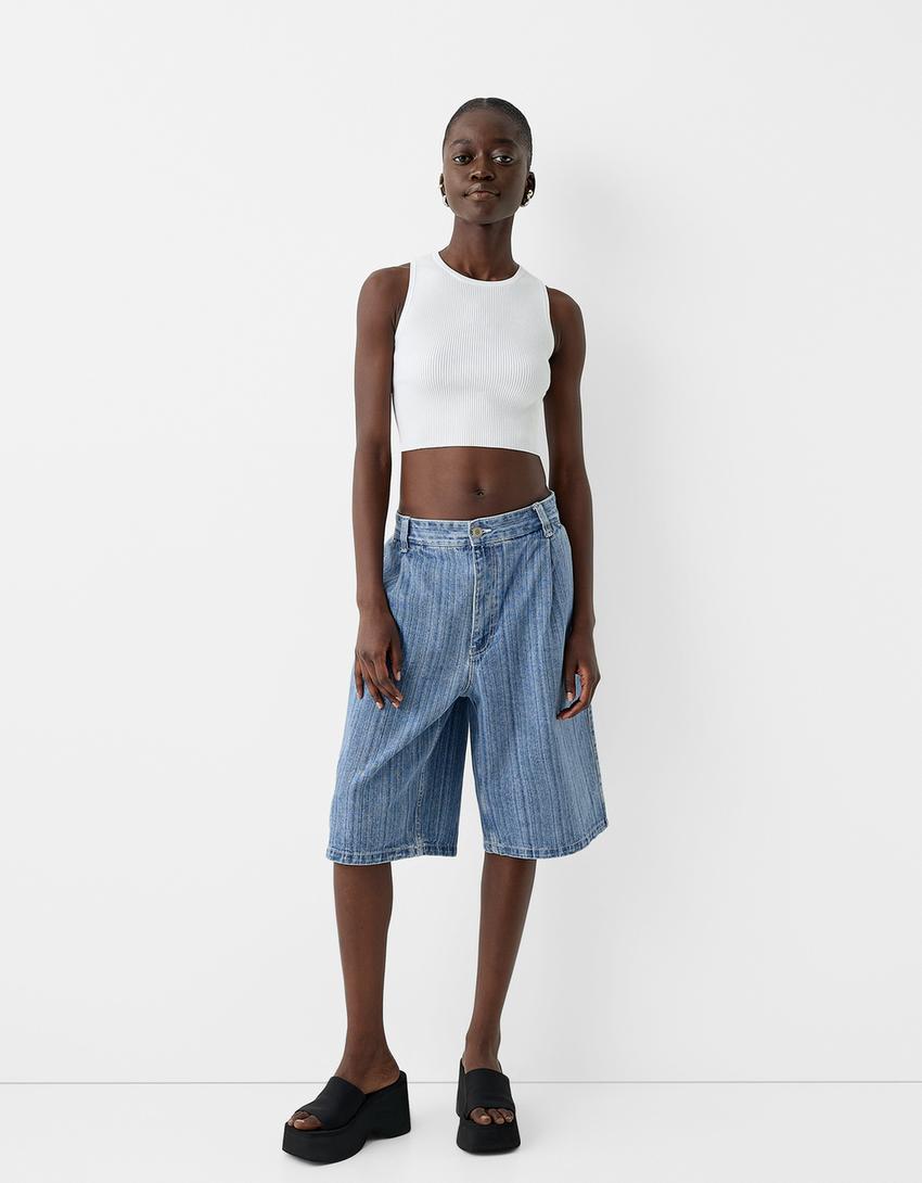 Bermuda denim skater-Bleu lavé-4