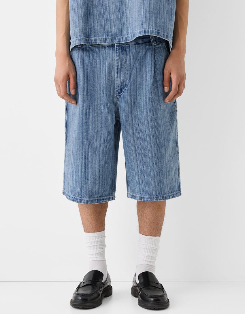 Bermuda denim skater-Bleu lavé-1