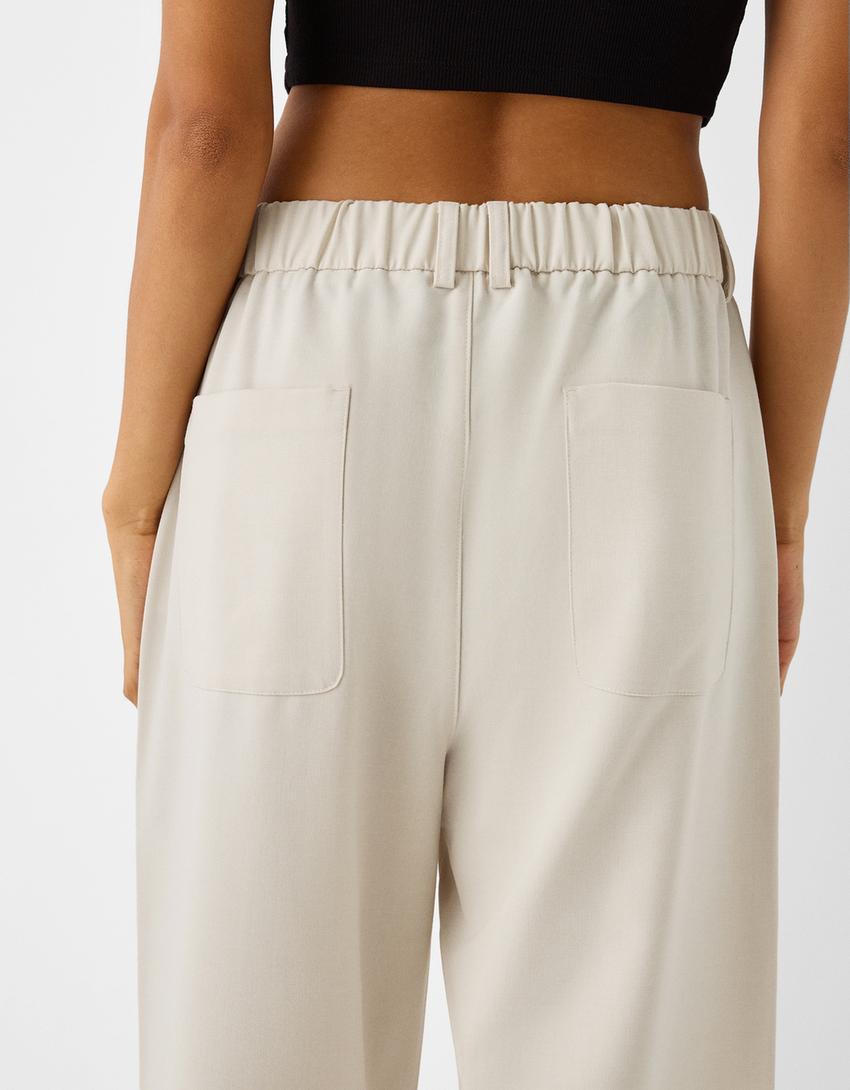 Wide fit tailored Bermuda shorts-Sand-6