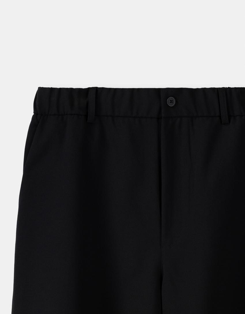 Wide fit tailored Bermuda shorts-Black-2