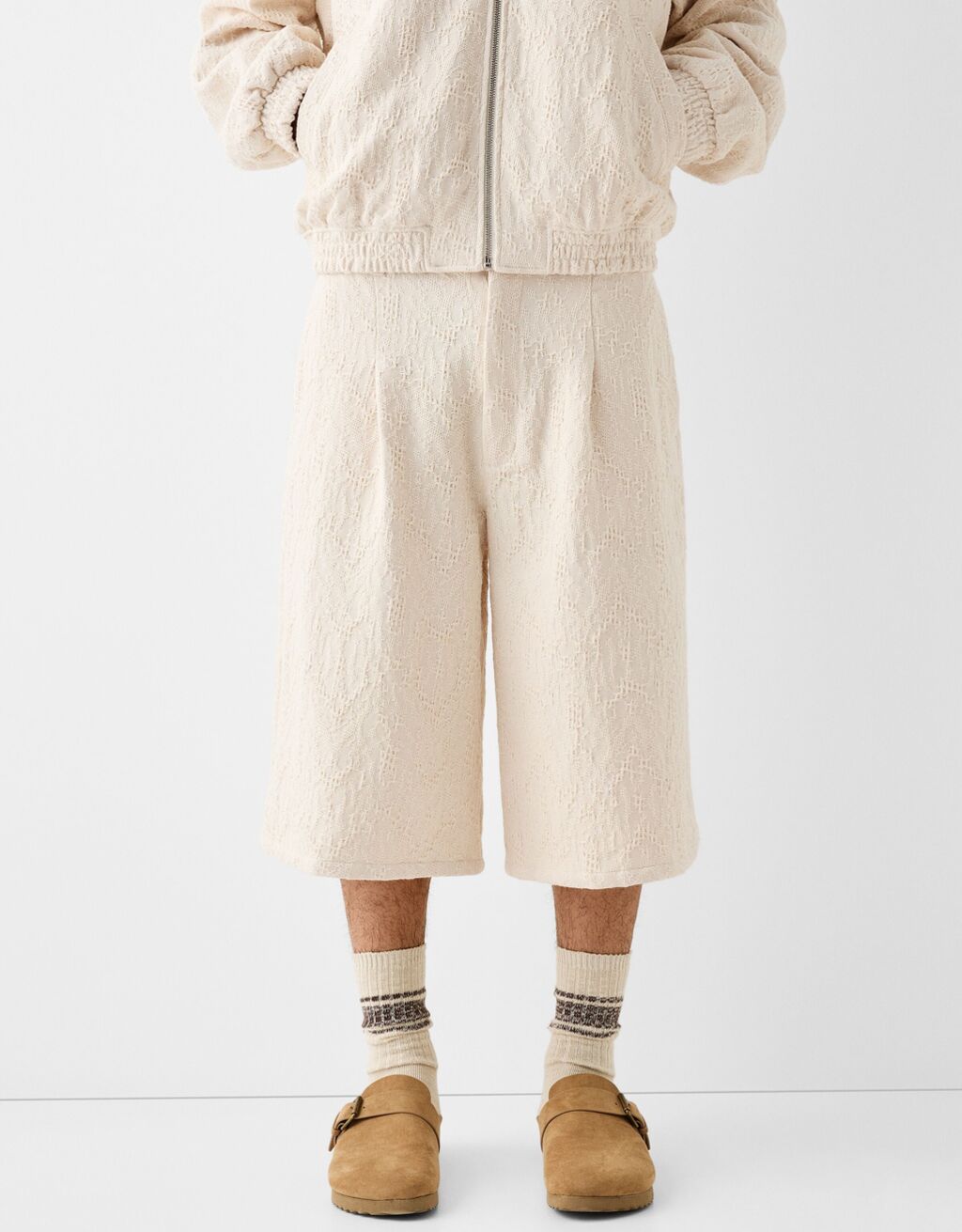 Bermuda jort wide leg textura-Piedra-1