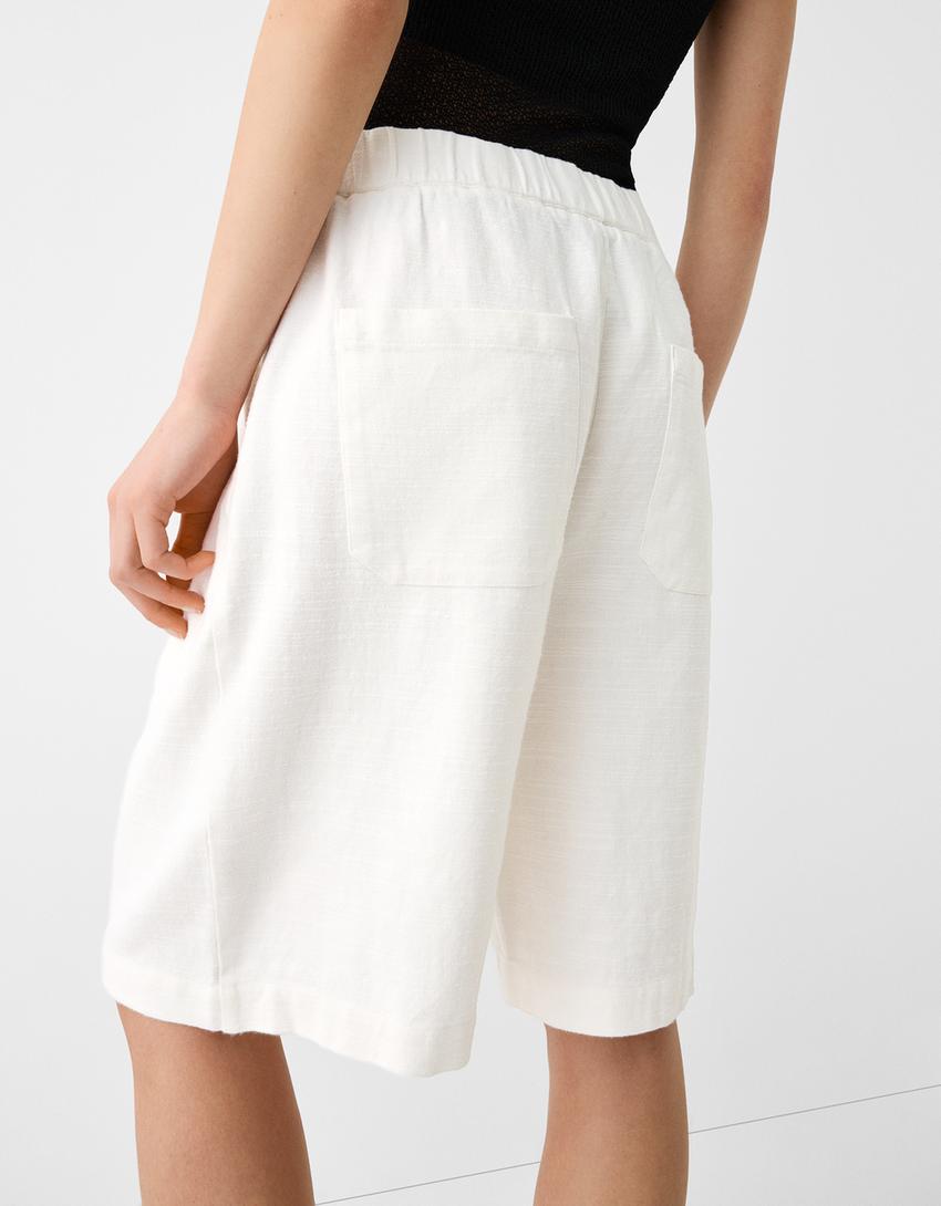 Rustic jogger Bermuda shorts-Off white-6