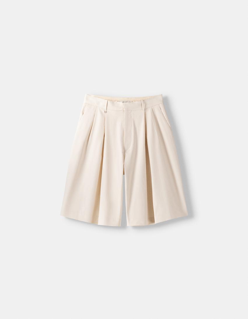 Bermuda Wide Leg Pinzas Hombre Bershka bermuda-wide-leg-pinzas-hombre-bershka